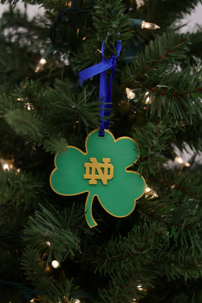 Green & Gold ND Shamrock Ornament