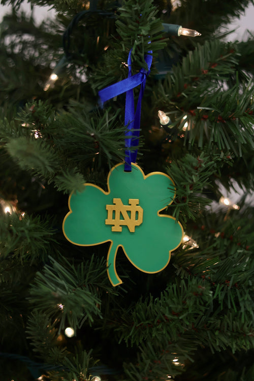 Green & Gold ND Shamrock Ornament