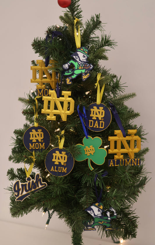 ND Ornament Set x3 Alumni/Mom/Dad (Round Style)