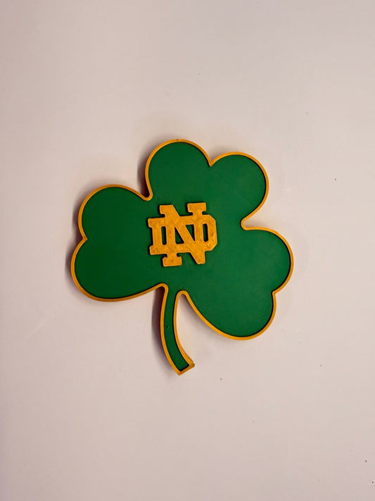 Green & Gold ND Shamrock Magnet